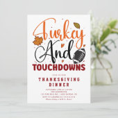 Türkei und Touchdowns Erntedank Dinner Einladung (Stehend Vorderseite)