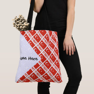 Türkei und türkische Flagge gekachelt personalisie Tasche