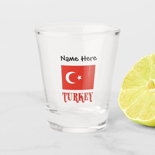 Türkei und türkische Flagge mit Ihrem Namen Shotgl Schnapsglas (Vorderseite)