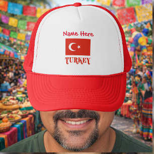Türkei und türkische Flagge Rot Personalisierung Truckerkappe