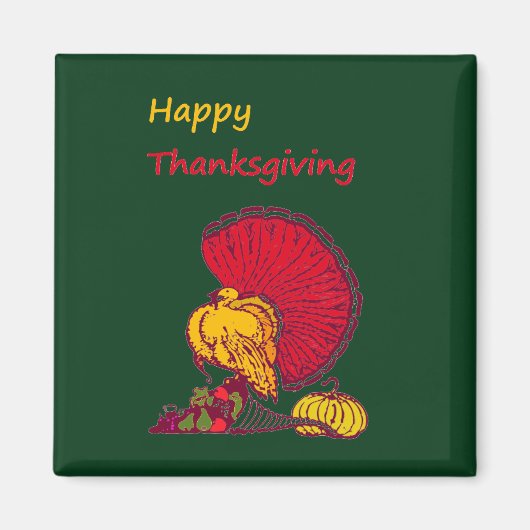 Türkei und Veggies glücklich Thanksgiving grün Magnet (Vorne)