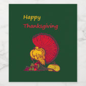 Türkei und Veggies glücklich Thanksgiving grün Weinetikett (Einzelnes Label)