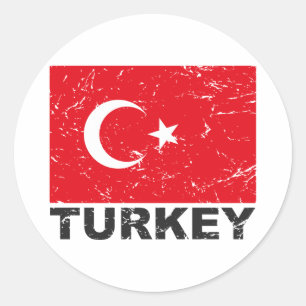 Türkei-Vintage-Flagge Runder Aufkleber