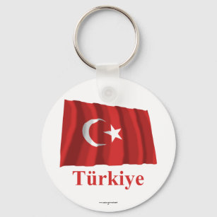Türkei Waving Flag mit Namen in Türkisch Schlüsselanhänger