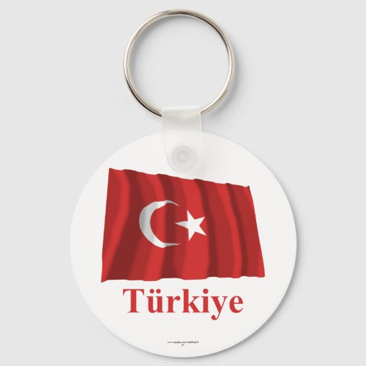 Türkei Waving Flag mit Namen in Türkisch Schlüsselanhänger (Vorderseite)