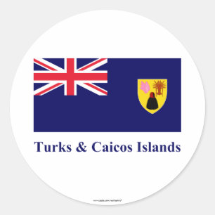 Türken u. Caicos-Insel-Flagge mit Namen Runder Aufkleber
