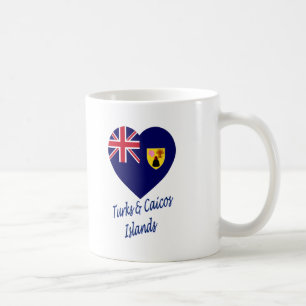 Türken u. Caicos-Insel-Flaggen-Herz Kaffeetasse