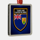 Türken und Caicos-Flagge Silbernes Ornament (Rechts)