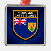 Türken und Caicos-Flagge Silbernes Ornament (Vorne)