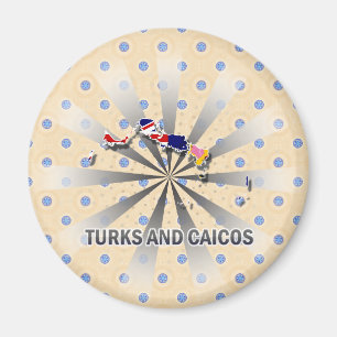 Türken und Caicos-Flaggen-Karte 2,0 Magnet