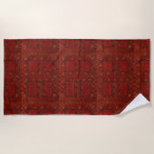 Turkestan rotes Teppichmuster Strandtuch (Vorderseite)