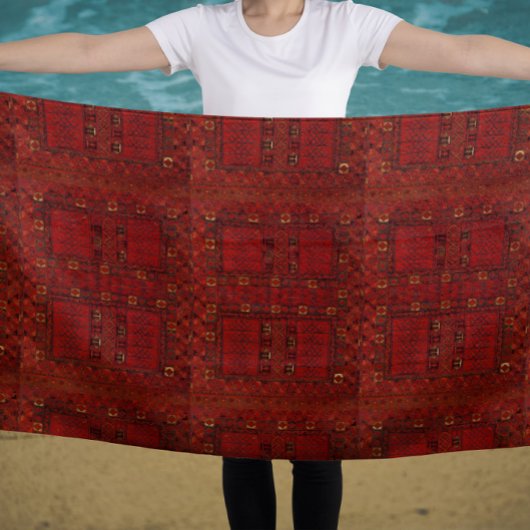 Turkestan rotes Teppichmuster Strandtuch