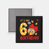 Turkey 6th Birthday Autumn Thanksgiving Party Boy Magnet (Vorderseite/Rückseite)