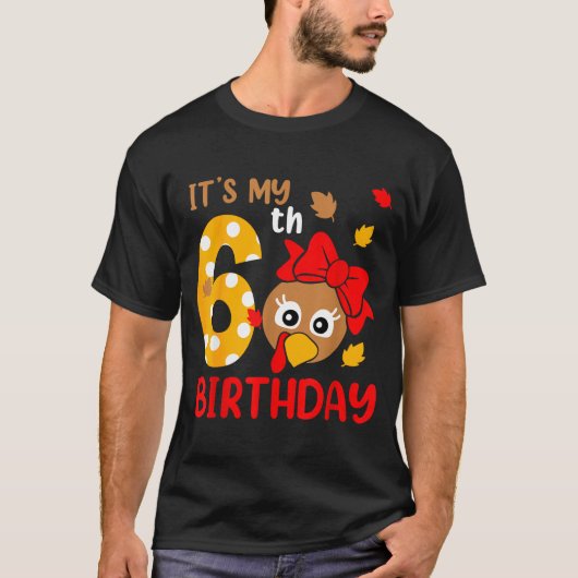 Turkey 6th Birthday Autumn Thanksgiving Party Boy T-Shirt (Vorderseite)