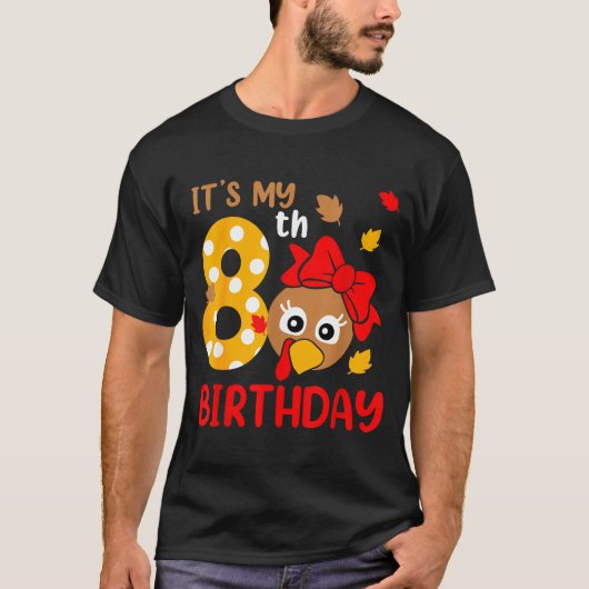 Turkey 8th Birthday Autumn Thanksgiving Party Boy T-Shirt (Vorderseite)