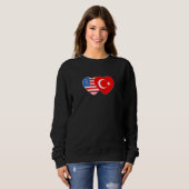 Turkey and USA Flag Twin Heart for Turkish America Sweatshirt (Vorne ganz)