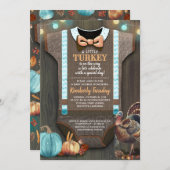 Turkey Baby Shower Fall Pumpkin Rustic Burlap Wood Einladung (Vorne/Hinten)