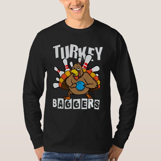 Turkey Baggers Bowling Happy Thanksgiving Day T-Shirt (Vorderseite)