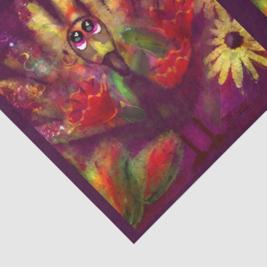 Turkey Bird Floral Red Yellow Whimsical Decoupage Seidenpapier (Detail)