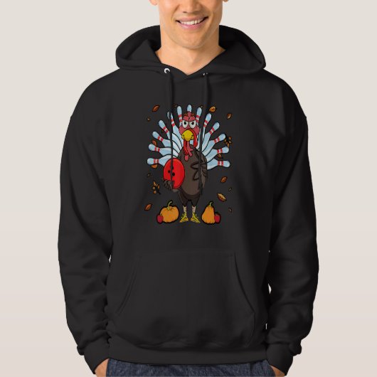 Turkey Bowling Hello Fall Cute Turkey Bowling Squa Hoodie (Vorderseite)