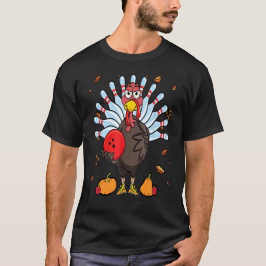 Turkey Bowling Hello Fall Cute Turkey Bowling Squa T-Shirt (Vorderseite)