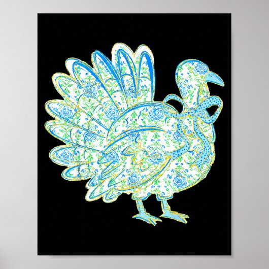 Turkey Chinoiserie Floral Coquette Bow Gobble Than Poster (Vorne)