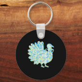 Turkey Chinoiserie Floral Coquette Bow Gobble Than Schlüsselanhänger (Vorderseite)