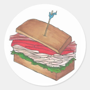 Turkey Club Sandwich Restaurant Diner Feinschmecke Runder Aufkleber