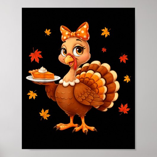 Turkey Coquette Bow E Turkey Day Girls Fall Thanks Poster (Vorne)