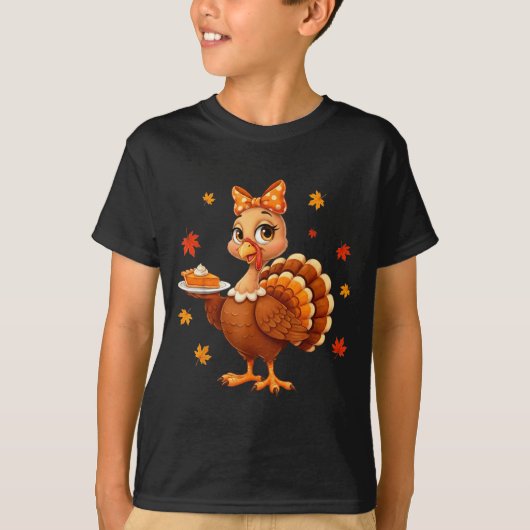 Turkey Coquette Bow E Turkey Day Girls Fall Thanks T-Shirt (Vorderseite)