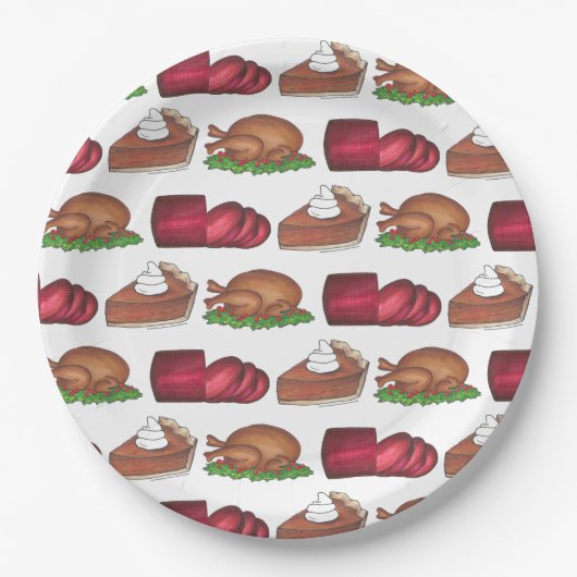 Turkey Cranberry Pumpkin Pie Erntedank Dinner Pappteller (Vorderseite)