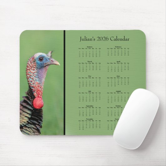 Turkey - Customizable full year 2026 calendar Mousepad (Mit Mouse)
