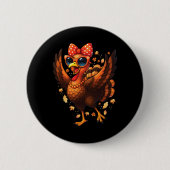 Turkey Dancing Turkey Day Womens Fall Cute Bow Tha Button (Vorderseite)