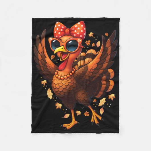 Turkey Dancing Turkey Day Womens Fall Cute Bow Tha Fleecedecke (Vorderseite)