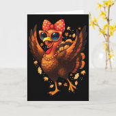 Turkey Dancing Turkey Day Womens Fall Cute Bow Tha Karte (Gelbe Blume)