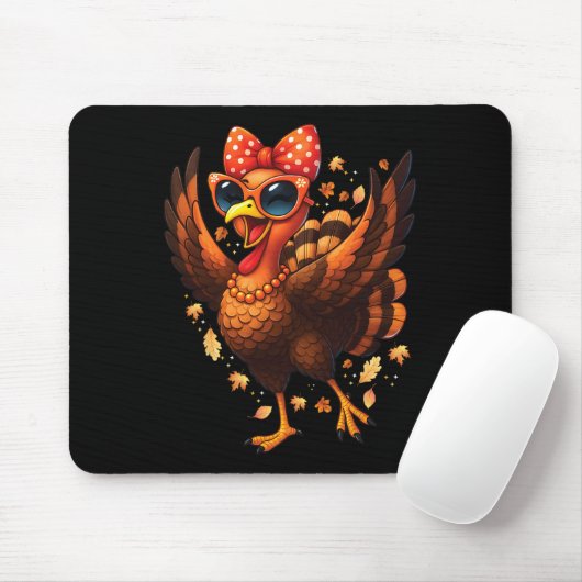 Turkey Dancing Turkey Day Womens Fall Cute Bow Tha Mousepad (Mit Mouse)