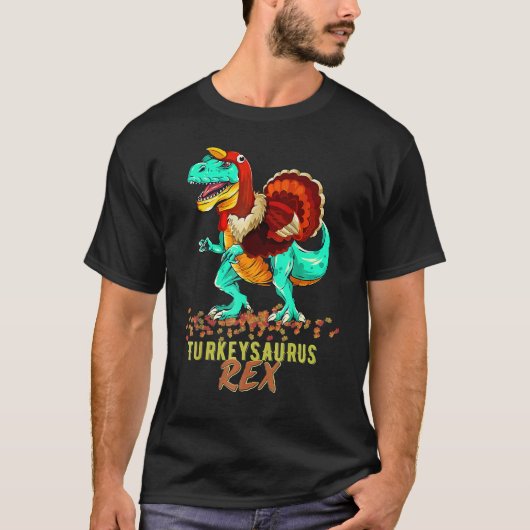 Turkey Dinosaur Happy Dinner Thanksgiving Hello Fa T-Shirt (Vorderseite)