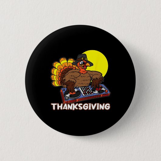 Turkey DJ Erntedank Day Cool Fall Dance Music D Button (Vorderseite)