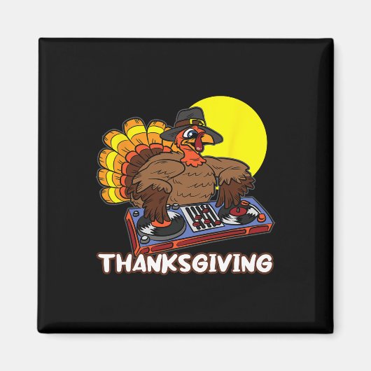 Turkey DJ Erntedank Day Cool Fall Dance Music D Magnet (Vorne)