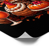 Turkey Drinking Coffee Bow Thanksgiving Womens Tur Poster (Ecke)
