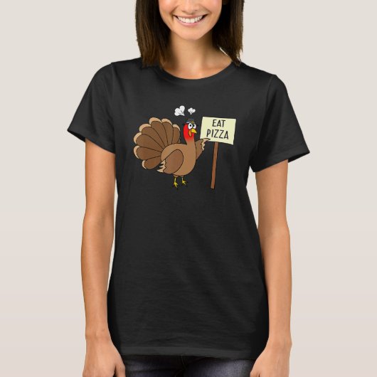 Turkey Eat Pizza Adult Vegan Kids  Thanksgiving 2 T-Shirt (Vorderseite)