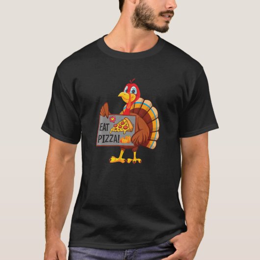 Turkey Eat Pizza Adult Vegan Kids  Thanksgiving Da T-Shirt (Vorderseite)