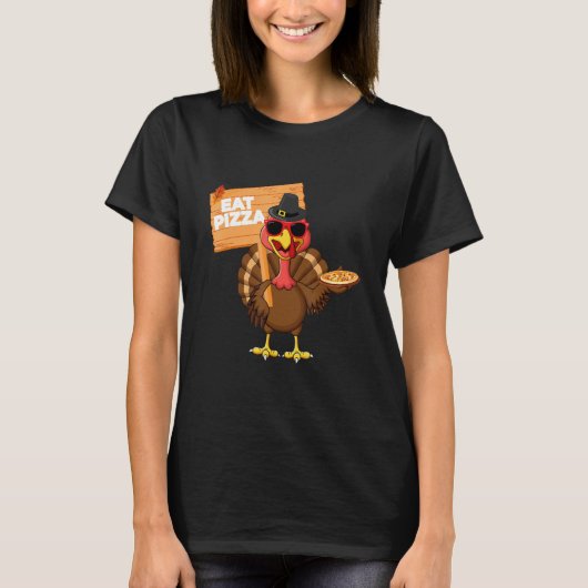 Turkey Eat Pizza Adult Vegan Kids  Thanksgiving s T-Shirt (Vorderseite)
