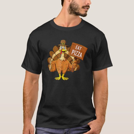Turkey Eat Pizza Adult Vegan Kids   Thanksgiving   T-Shirt (Vorderseite)