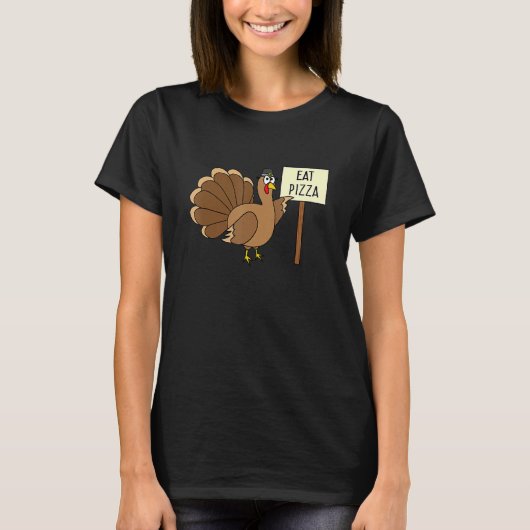 Turkey Eat Pizza Adult Vegan Kids Thanksgiving T-Shirt (Vorderseite)