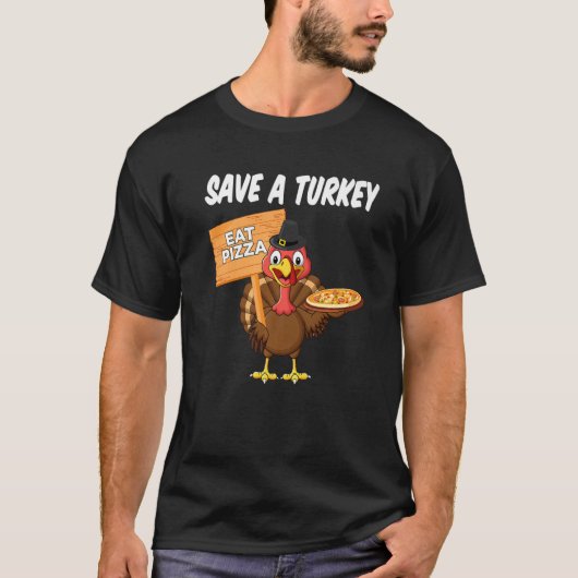Turkey Eat Pizza Adult Vegan Kids  Thanksgiving T-Shirt (Vorderseite)