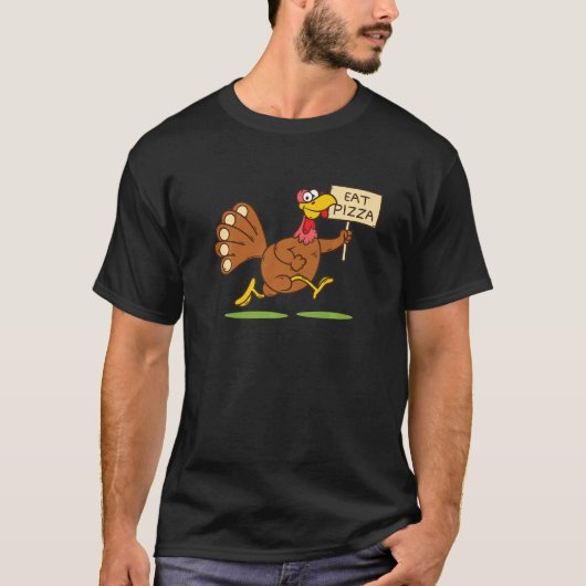 Turkey Eat Pizza Adult Vegan Kids Thanksgiving T-Shirt (Vorderseite)