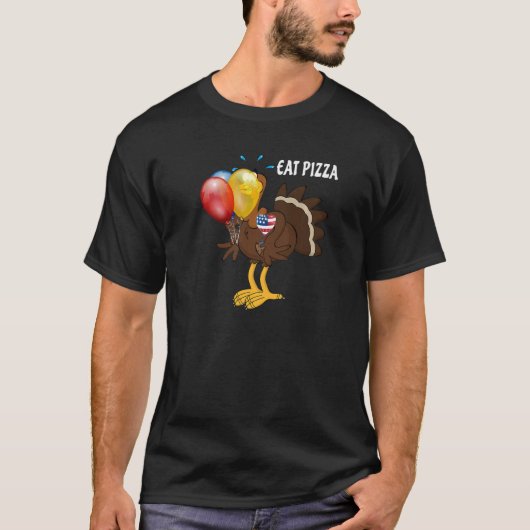 Turkey Eat Pizza Adult Vegan Kids  Thanksgiving Tu T-Shirt (Vorderseite)