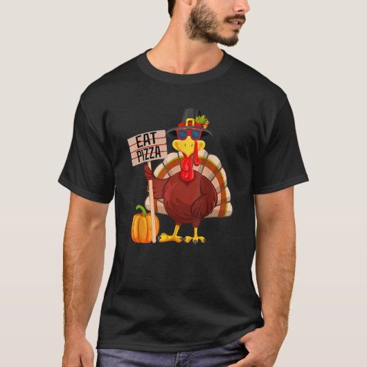 Turkey Eat Pizza Vegan Kids  Thanksgiving Women Me T-Shirt (Vorderseite)