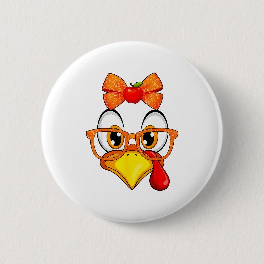 Turkey Face Apple Coquette Fall Thanksgiving Costu Button (Vorderseite)